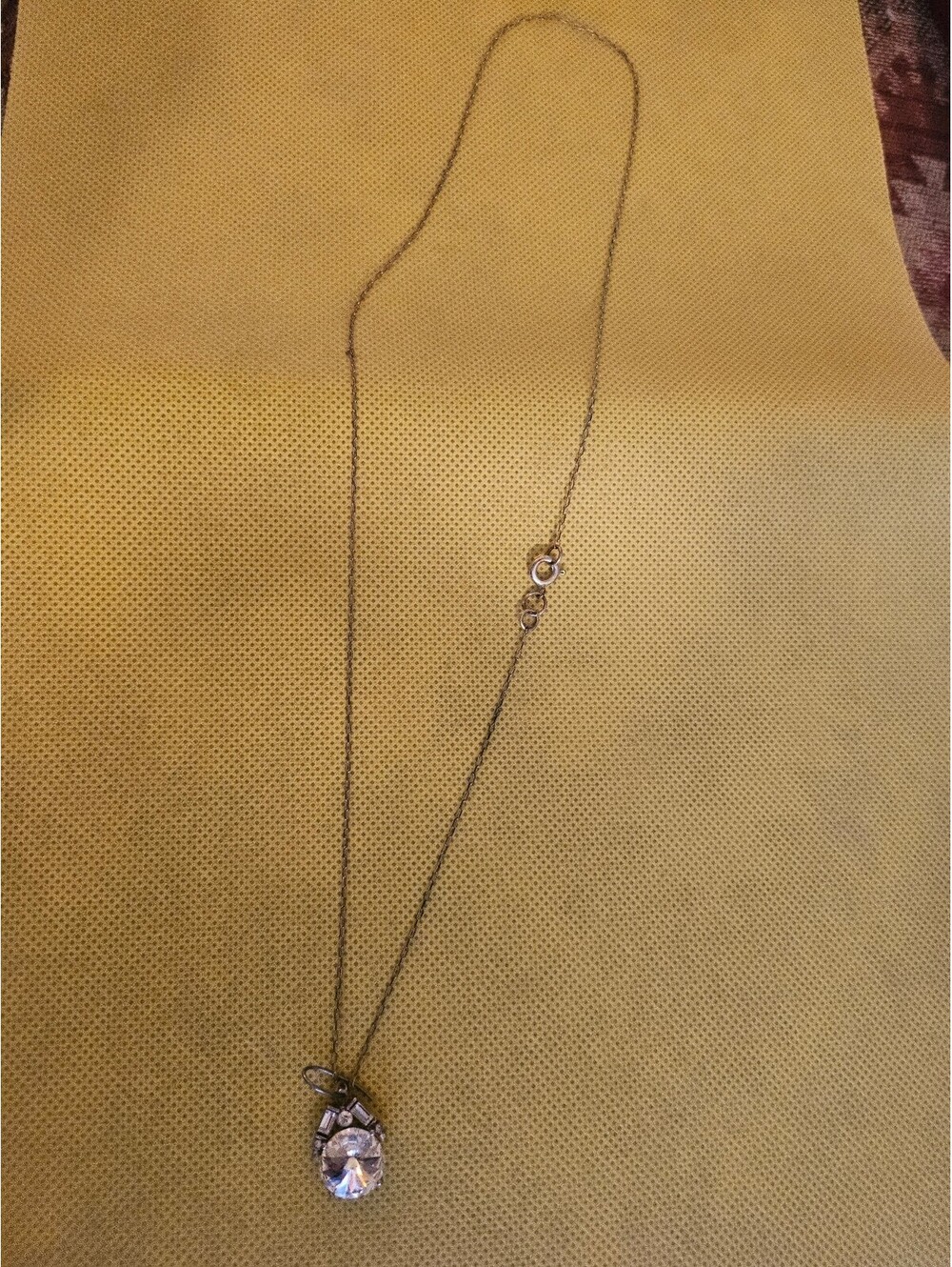 Vintage Crystal Stones Pendant Necklace - as-is unknown origin as shown